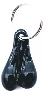 BRASS BALLS BLACK KEY CHAIN BIKER TRUCKER BULL BALLS AUTO KEYCHAIN USA MADE - Bild 1 von 2