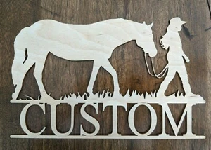 Monograma personalizado de 11 pulgadas corte de madera para caballos y niñas sin terminar corte láser personalizado - Imagen 1 de 2