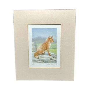 Fox Watercolor Giclée Artist Signed Print by Joan Fielden Open Edition Matted - Picture 1 of 11