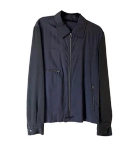 LANVIN Navy Zip Up Bomber Jacket with Black Sleeves Size 50 (Great Condition) - Picture 1 of 5