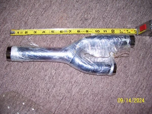 2 INTO ONE CHROME EXHAUST HEADER CONNECTOR PIPE 1 1/2 - 1 3/8 NEW BER - Picture 1 of 6
