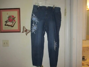 Salon Studio - Blue Stretch Denim Jeans w/Embroidery - Size 16 - Picture 1 of 7