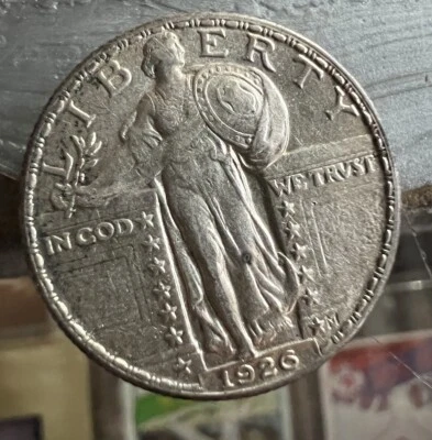 1926 Standing Liberty 90% SILVER Quarter AU++ Collectible U.S. Historical Coin - Image 1 of 4