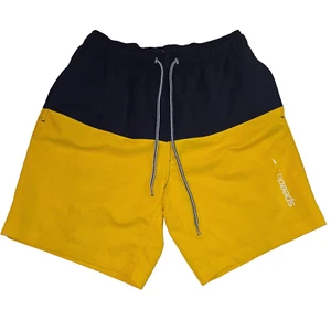Speedo Men's Medium Swim Trunks drawstring color block blue yellow shorts Medium - Picture 1 of 7