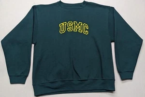 Vintage USMC Crewneck Sweatshirt Men's Size L Made in USA Green - Picture 1 of 8