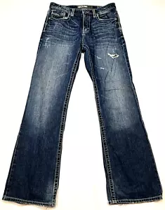 BKE Buckle Jeans Men's 33L Tyler Straight Leg Medium Wash Fade Distressed 33x33 - Picture 1 of 12