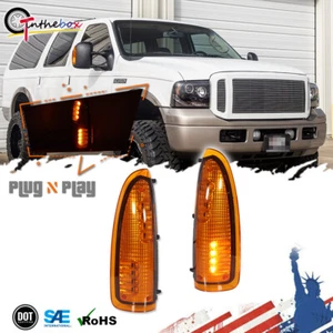Espejo retrovisor de remolque Ford F250/F350/F450 Super Duty 2003-2007 luces giratorias LED amarillo y ámbar - Imagen 1 de 11