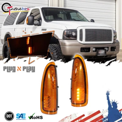 2003-2007 Ford F250/F350/F450 Super Duty espelho de reboque luzes de seta LED amarelo e âmbar - Imagem 1 de 4