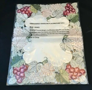 Embroidered Grapevine Placemats Set Of 4 - Picture 1 of 1