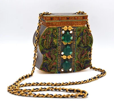 Bolso Bandolera Mary Frances Caja Madera Adornada Dorado Multicolor Foto 1 de 4