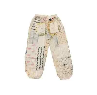 Pantalones de yoga de pierna ancha blancos retazos pantalones harén boho hippie harén pantalón Foto 1 de 4