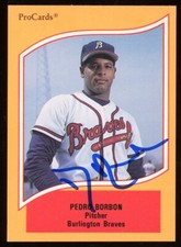 1990 Burlington Braves PEDRO BORBON Signed Card autograph AUTO WORLD SERIES