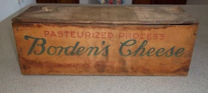 Vintage Borden's Cheese Painted Wood Box Rectangle 11.5" The Borden Co New York - Picture 1 of 7