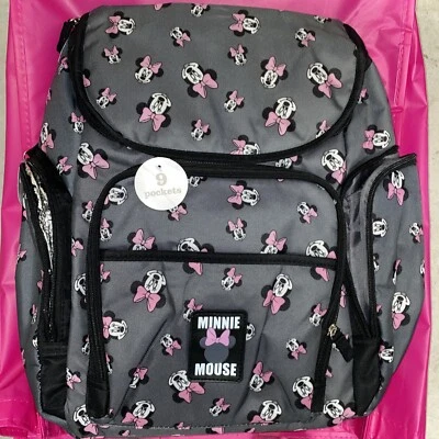 New Disney Minnie Mouse Backpack Baby Diaper Bag Adjustable Stroller Cooler Tote - Image 1 of 4
