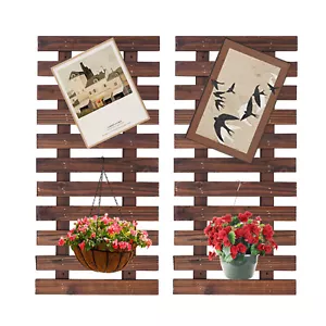 2PCS Cedar Wooden Hanging Planter Rack Vertical Garden Wall Mount Plant Stand - Picture 1 of 22