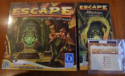 ESCAPE: CURSE OF THE TEMPLE GAME + ILLUSIONS EXPANSION 1 + DOOMED PROMO - NEW! - Image 1 of 4