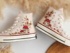 Hand Embroidered Converse, Custom Converse Embroidery Name, Embroidered Floral