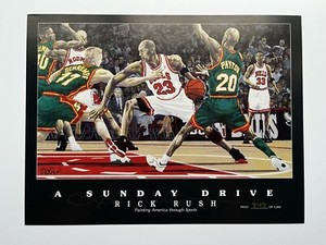 "A Sunday Drive" Print By Rick Rush /5000 Michael Jordan Gary Payton