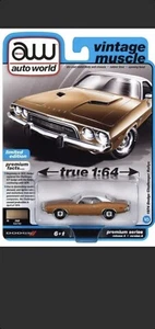 1974 DODGE CHALLENGER RALLYE GOLD 1/64 DIECAST MODEL AUTO WORLD 64382-AWSP117 A - Picture 1 of 1