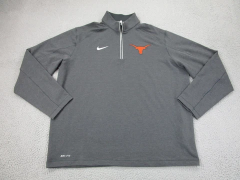 Nike Texas Longhorns Sweater Mens 2XL Gray Dri-Fit 1/4 Zip Sweatshirt XXL Cover