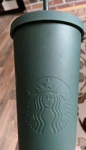 Starbucks Cold Cup Tumbler Venti 24 oz Soft Touch Matte Army Hunter Green RARE - Picture 1 of 5