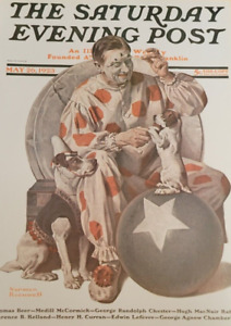Clown and Dog Between The Acts at Circus by Norman Rockwell SEP Cover Print