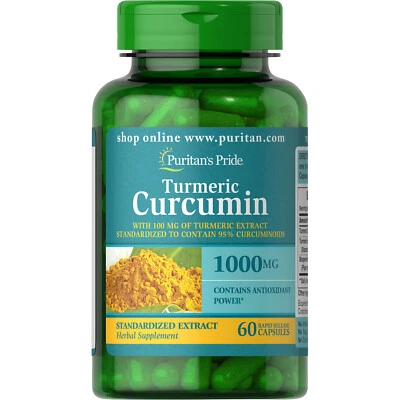 Curcumina de cúrcuma Puritan's Pride 1000 mg con cápsulas de bioperina, 60 unidades Foto 1 de 4