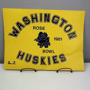 Vintage 1981 Rose Bowl Washington Huskies Fan Plastikschild Handtücher und T-Shirts Erinnerungsstücke - Bild 1 von 8