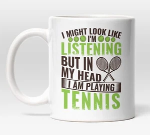 Lustige Tennisbecher, Tennisliebhaber Geschenk, Nachdenken über Tennis Thema Kaffeebecher - Bild 1 von 10