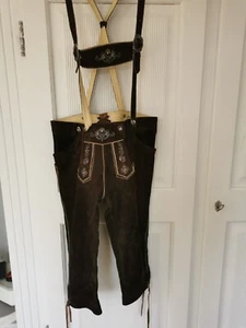 Trachten 🤎 Lederhose 🥨Bundhose Braun 158💚 - Bild 1 von 5