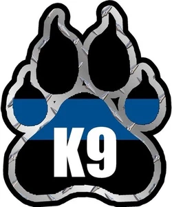 Police K9 Paw Decal K-9 Dog Unit Thin Blue Line Vinyl Sticker Law Enforcement V - Bild 1 von 1