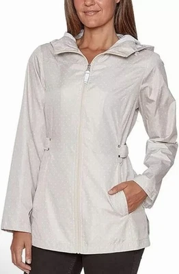 Chaqueta de Lluvia Jones New York Tostada Lunares Parka con Capucha Bolsillos con Cremallera ~Pequeña~NUEVA CON ETIQUETAS Foto 1 de 4