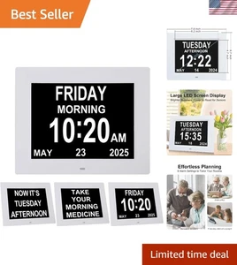 8 Inch Digital Dementia Clock for Seniors, Large Calendar with Day Date & Wee... - Picture 1 of 10