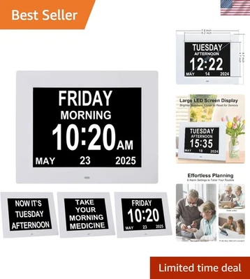 8 Inch Digital Dementia Clock for Seniors, Large Calendar with Day Date & Wee... - Image 1 of 4
