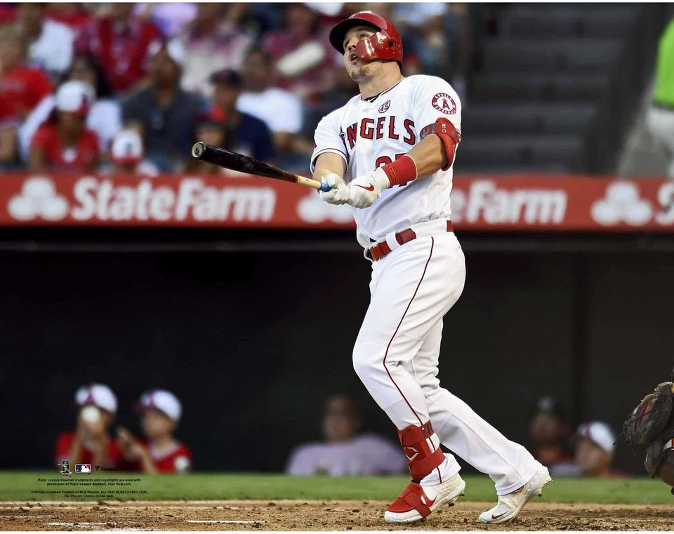 Mike Trout Angels Unsigned Home Run Hit vs. Baltimore Orioles Photograph - Image 1 of 1