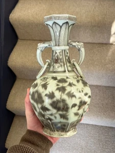 Antico vaso porcellana cinese sotto smalto rosso stile Ming Hongwu XIX secolo - Foto 1 di 20