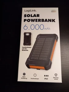 Powerbank Solar 6000mAh USB-C Taschenlampe Power Bank Handy Smartphone Outdoor - Bild 1 von 4