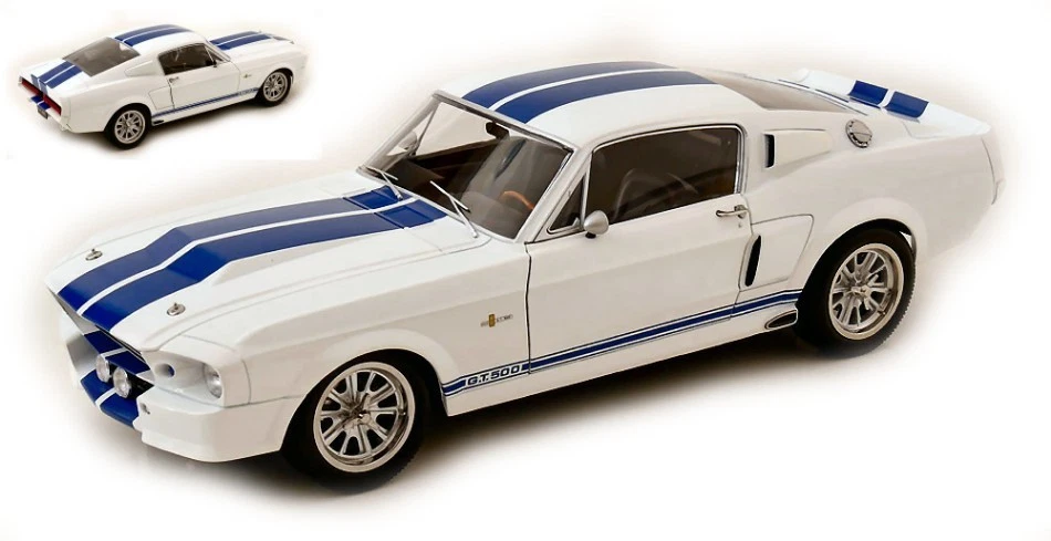 KK Scale FORD MUSTANG SHELBY GT500 1967 WHITE/BLUE 1:12 - Immagine 1 di 1