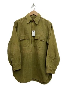 US.ARMY Long Sleeve Shirt ~30s Elbow Patch Half Button Pullover Wool with Used - Picture 1 of 9