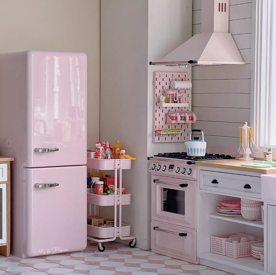 Estufa miniatura escala 1/6 para casa de muñecas horno campana extractora muebles de cocina Foto 1 de 4