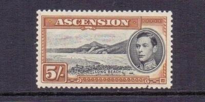 ASCENSION 1944 GVI 5/- BLACK & YELLOW-BROWN P13 SG46a VLMM CAT £48 - Image 1 of 2