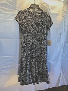 Abito Calvin Klein nuovo con etichetta stampa animalier manica corta bianco e nero tg. 8P - Foto 1 di 8