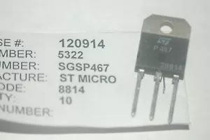 Transistor ST MICRO P467 3 pines agujero pasante nuevo cantidad-1 - Imagen 1 de 1