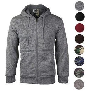 Men's Premium Athletic Soft Sherpa Lined Fleece Zip Up Hoodie Sweater Jacket - Picture 1 of 28