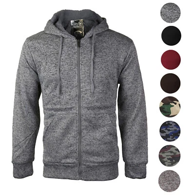 Men's Premium Athletic Soft Sherpa Lined Fleece Zip Up Hoodie Sweater Jacket - Image 1 of 2