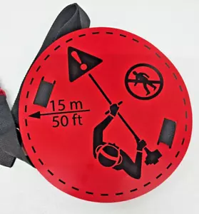 Supporto pericolo rosso chiaro 50 piedi segno rotondo tracolla tagliaeco curvo - Foto 1 di 5