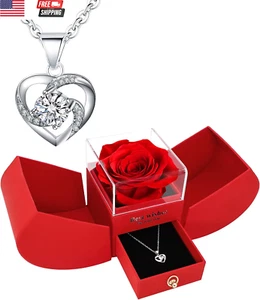 Valentine'S Day Gift, save Rose Necklace for Girlfriend, Rose Box, Rose Necklace - Picture 1 of 8