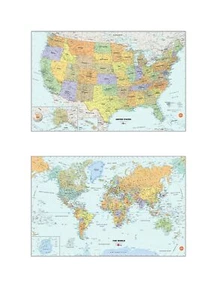US and World Map Bundle Wall Decals, WP4430 - Picture 1 of 8