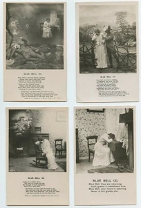 Juego de 4 postales Blue Bell militar romántico amor perdido - Imagen 1 de 10