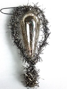 Antique Glass Teardrop Twisted Wire Tinsel Christmas Tree Ornament Germany - Picture 1 of 9